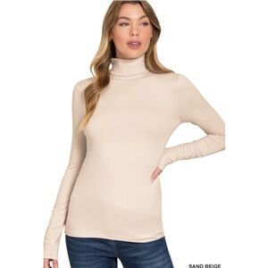 Women's Beige Turtleneck Top